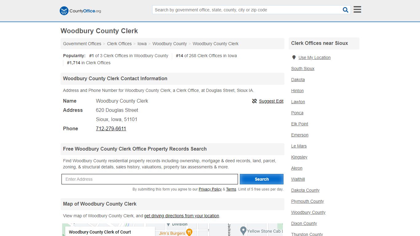 Woodbury County Clerk - Sioux, IA (Address and Phone)